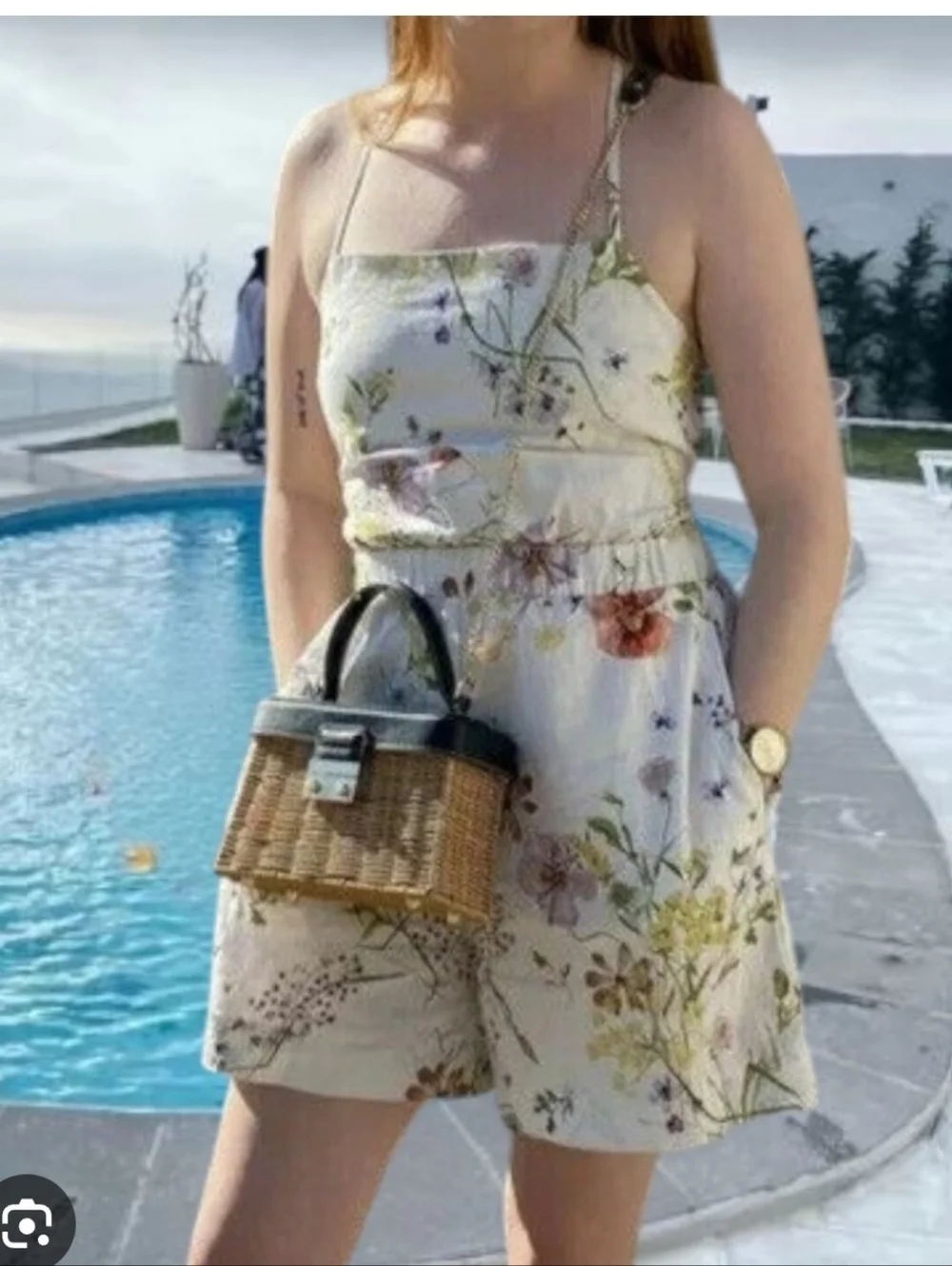 H&M Wildflower‎ Meadow Collection Floral Linen/Organic Cotton Blend Romper SzM